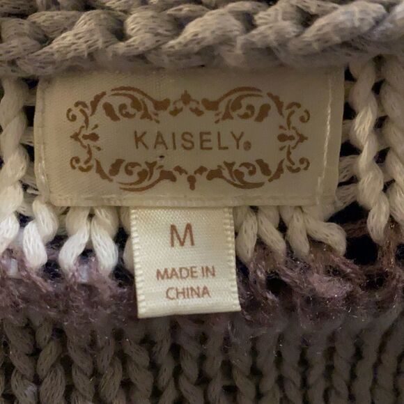 Kaisely Striped Knit Short Sleeve Sweater Top Size M - Picture 5 of 5